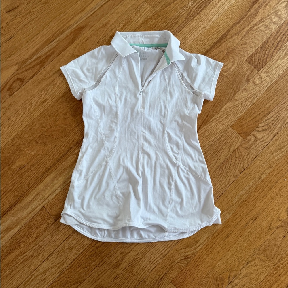 Mpg sport polo white golf zip up short sleeve shirt